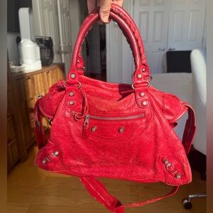 Authentic Balenciaga Le City bag, red, medium
